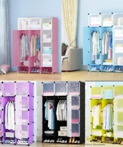 Portable 3-Column Plastic Wardrobe
