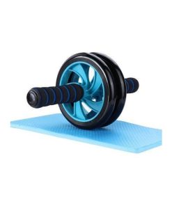 AB Wheel Double Wheel Fitness Abs Roller With FREE Mat Blue