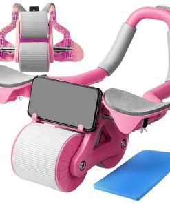 AB Automatic Rebound Abdominal Wheel Ab Roller With Timer Abdominal Trainer Abs Roller Wheel Plank Exercise Bike Abs Roller Wheel Ab Exercise Wheel (Color : Pink)