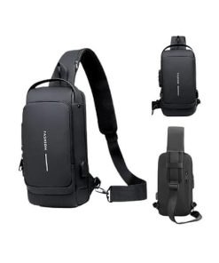 Waterproof Polyester Slim Unisex Crossbody Sling Bag Chest Backpack Men's Shoulder Bag, Leisure Travel Handbag, Hard Shell Anti-Theft Chest Bag