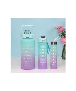 3Pcs Motivational Sports Bottle, BPA-Free Sports Bottle, Motivational Flask, Large Capacity- 2L+900ML+300ML